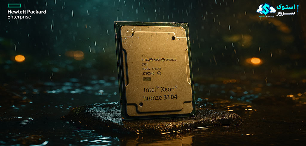 Top view of Intel Xeon Bronze 3104 with label and contact pins