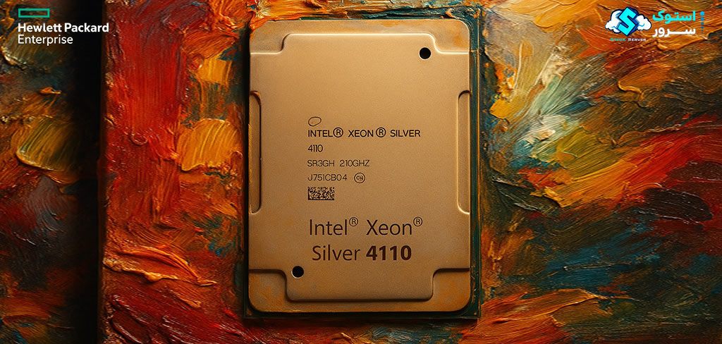 Top view of Intel Xeon Silver 4110 with contacts and heat spreader