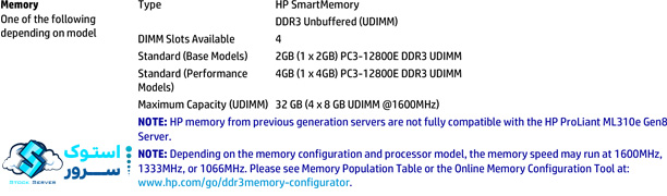 حافظه سرور HP ML310e Gen8