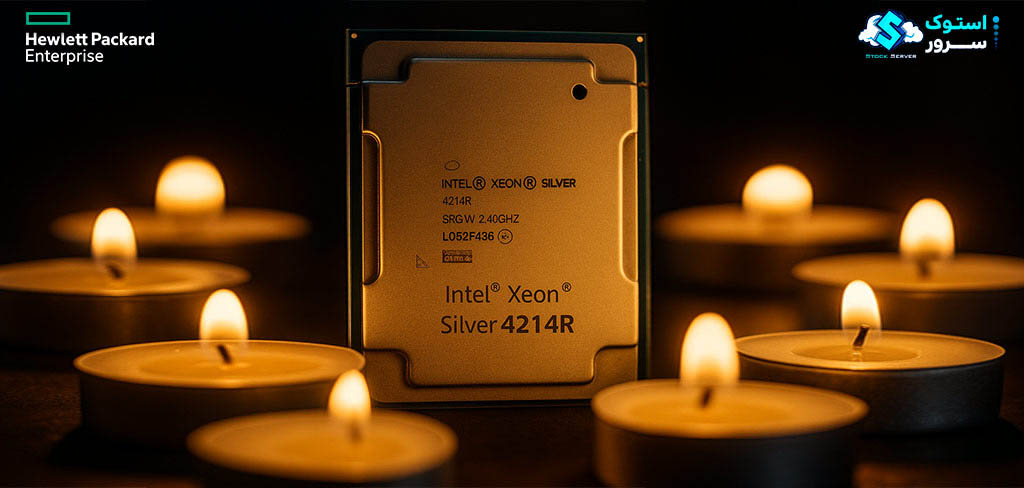 Intel Xeon Silver 4214R processor showing base frequency 2.40 GHz and turbo up to 3.50 GHz.