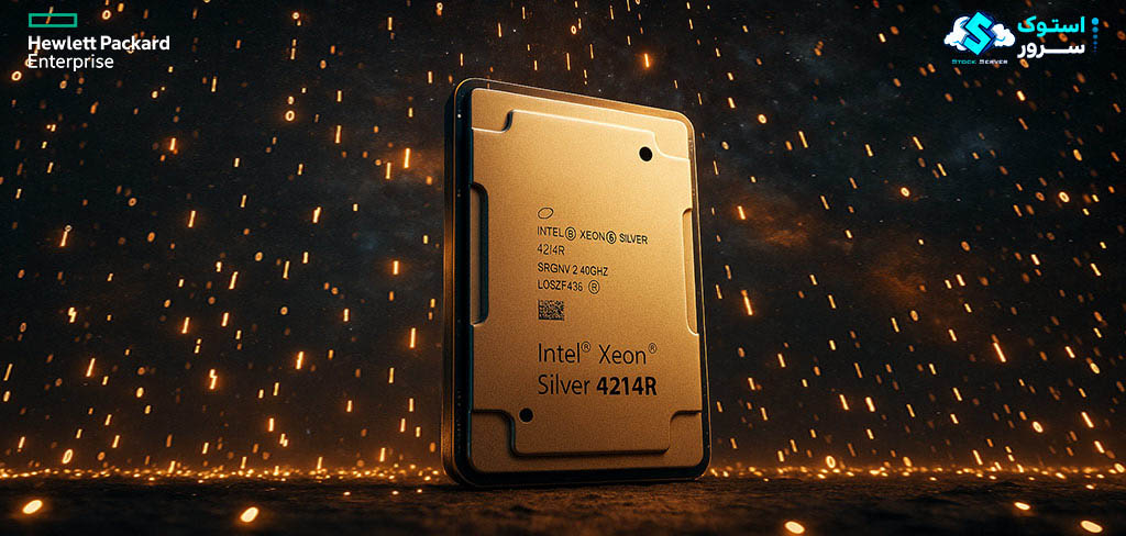 Side view of Intel Xeon Silver 4214R chip highlighting server-grade architecture.