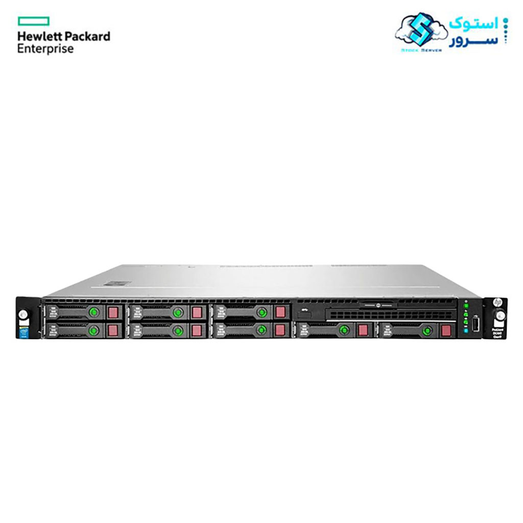 "HPE ProLiant DL380 Gen10 8SFF server without front bezel, showing exposed small form factor drive bays and internal frame."