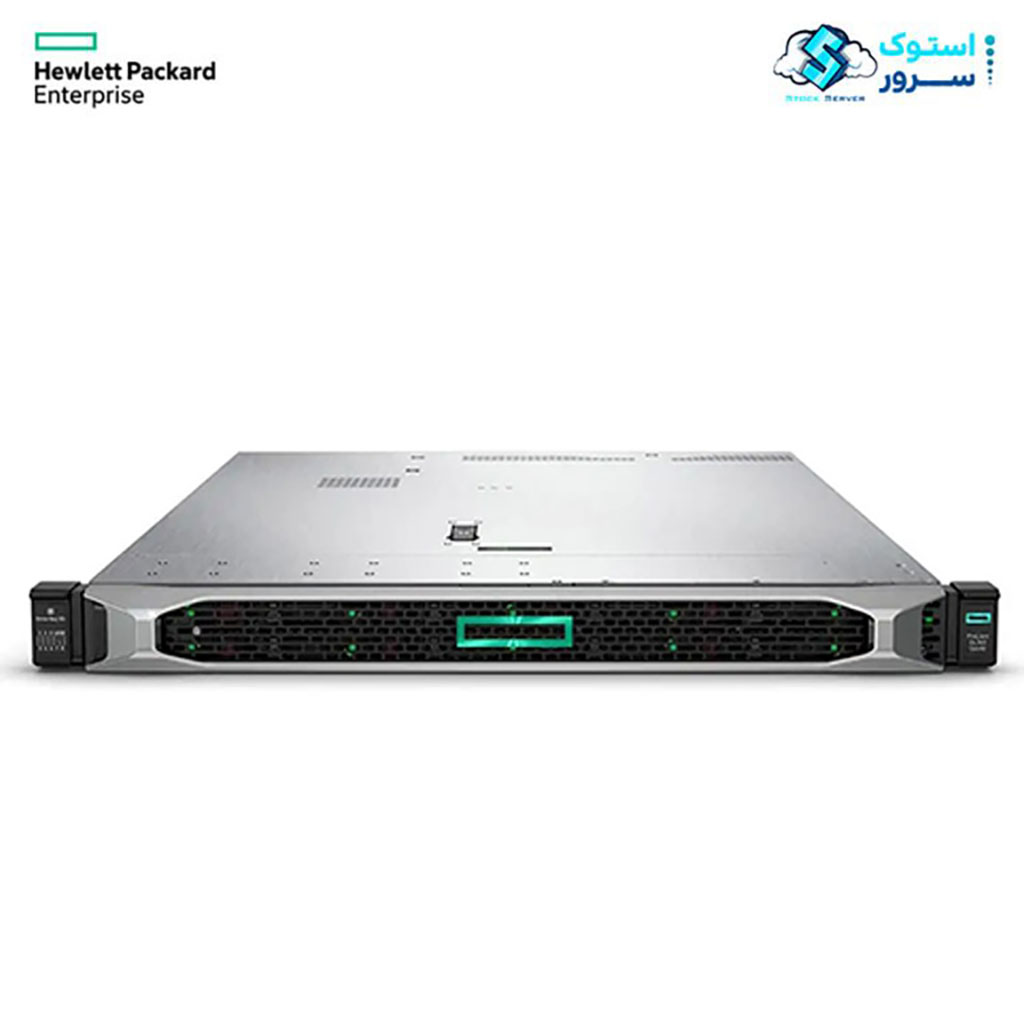 "HPE ProLiant DL380 Gen10 server with 8 SFF drive bays, front view showing drive slots and cooling vents."