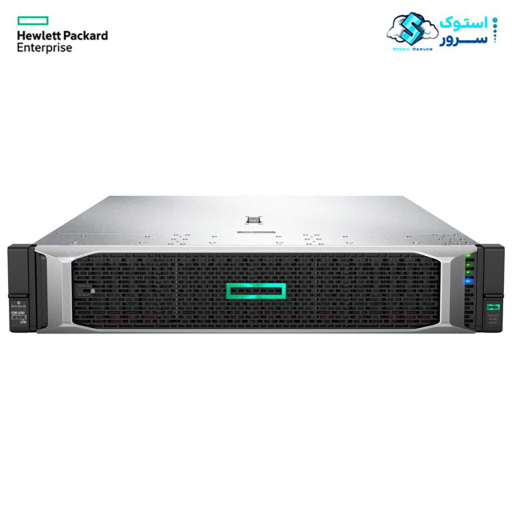 HPE ProLiant DL380 Gen10 server with 8 LFF drive bays, front view showing the drive slots and cooling vents."