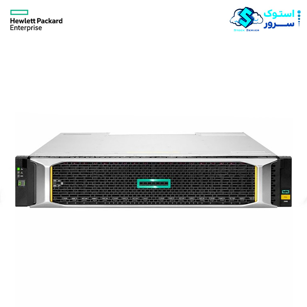 HPE MSA 2060 24SFF storage array diagram showing front and rear components and ports