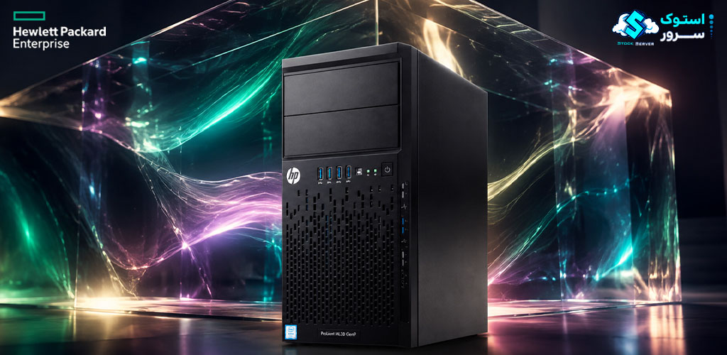 نمای جلویی سرور تاور HPE ProLiant ML30 Gen9 با 4 جایگاه هارد LFF و طراحی بدنه سروری